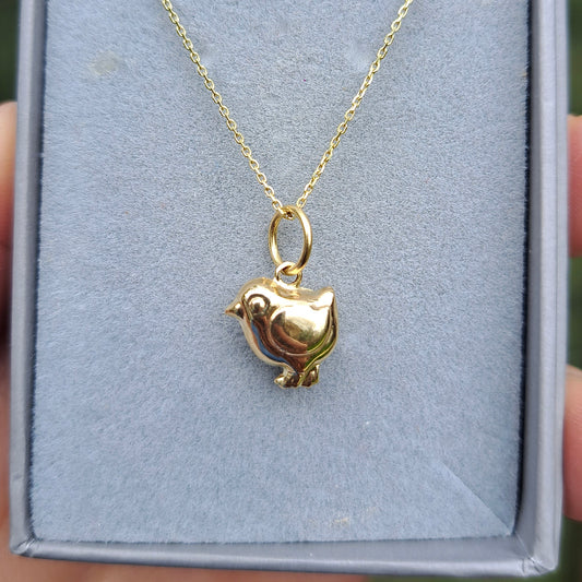 Small Vintage 9ct Gold Puffy Chick Charm