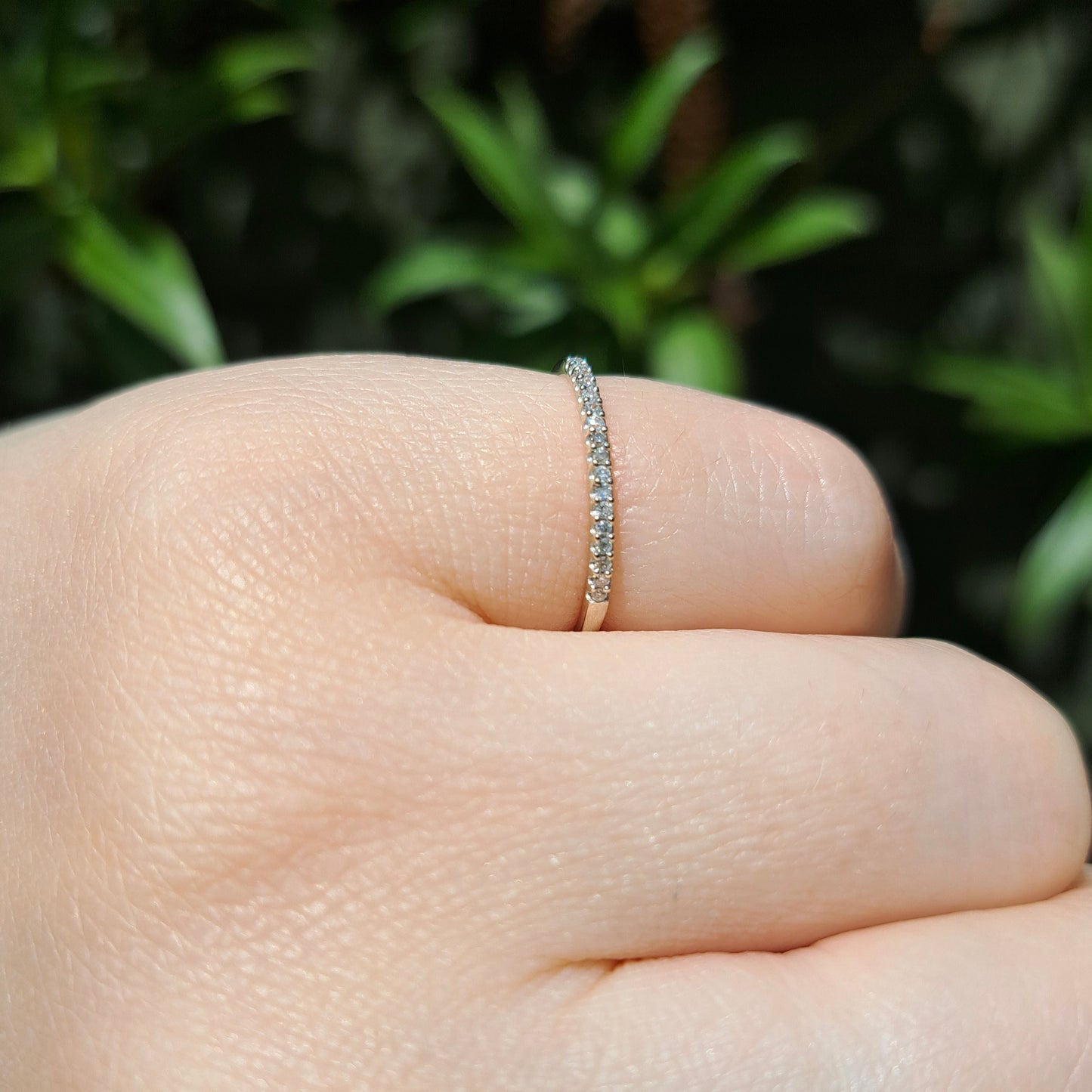 Late Vintage 9ct White Gold Diamond Half Eternity Ring