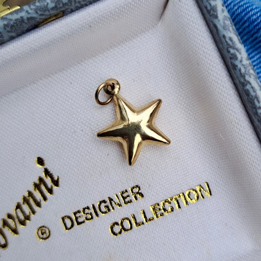 Vintage 9ct Gold Puffy Star Charm