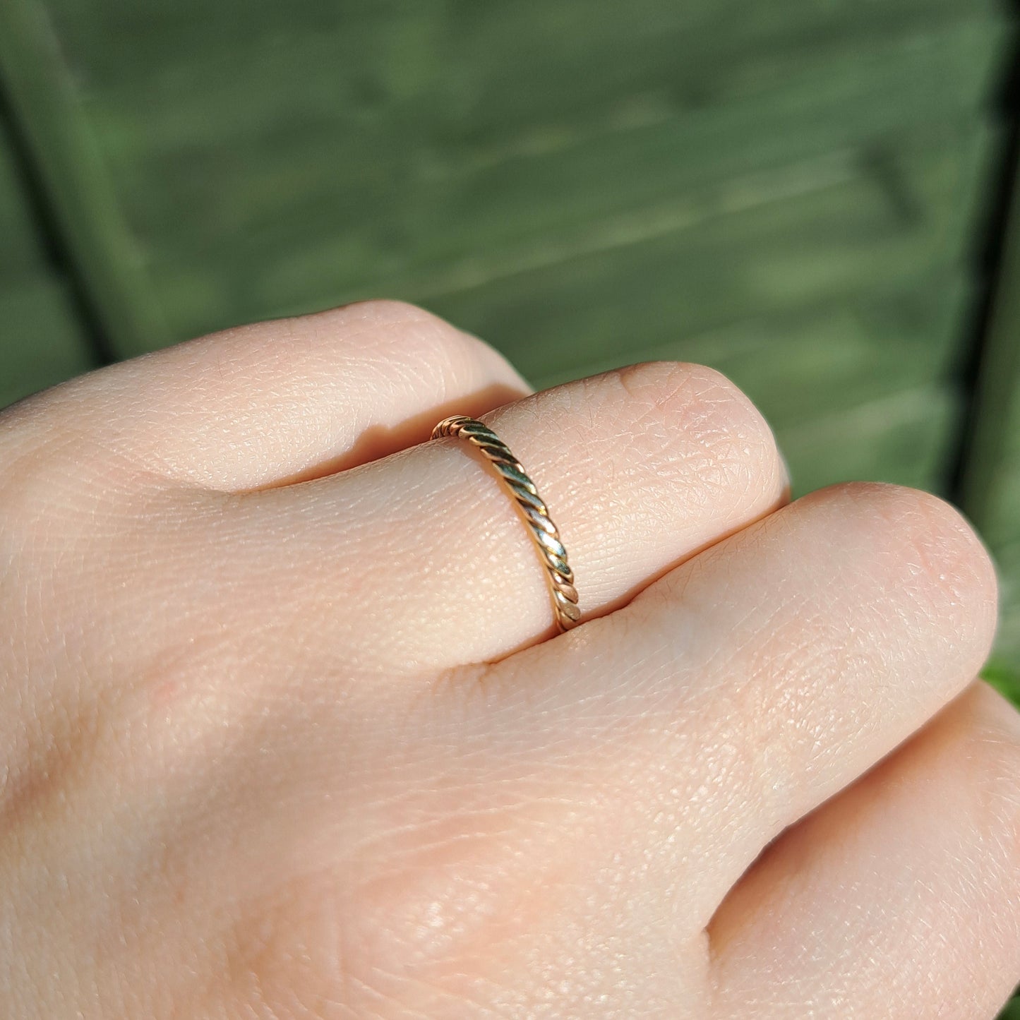 Vintage 9ct Tri Colour Gold Skinny Twist Band Ring, 1977