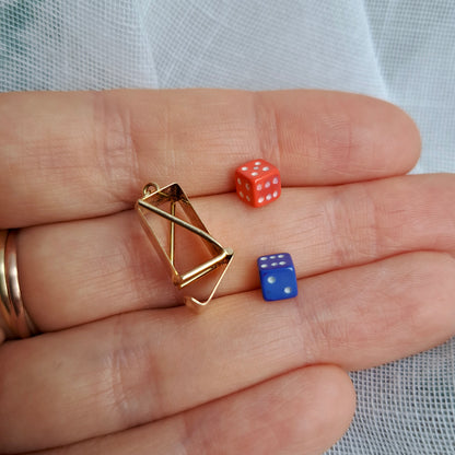 Vintage 9ct Gold Caged Dice Charm, 1977