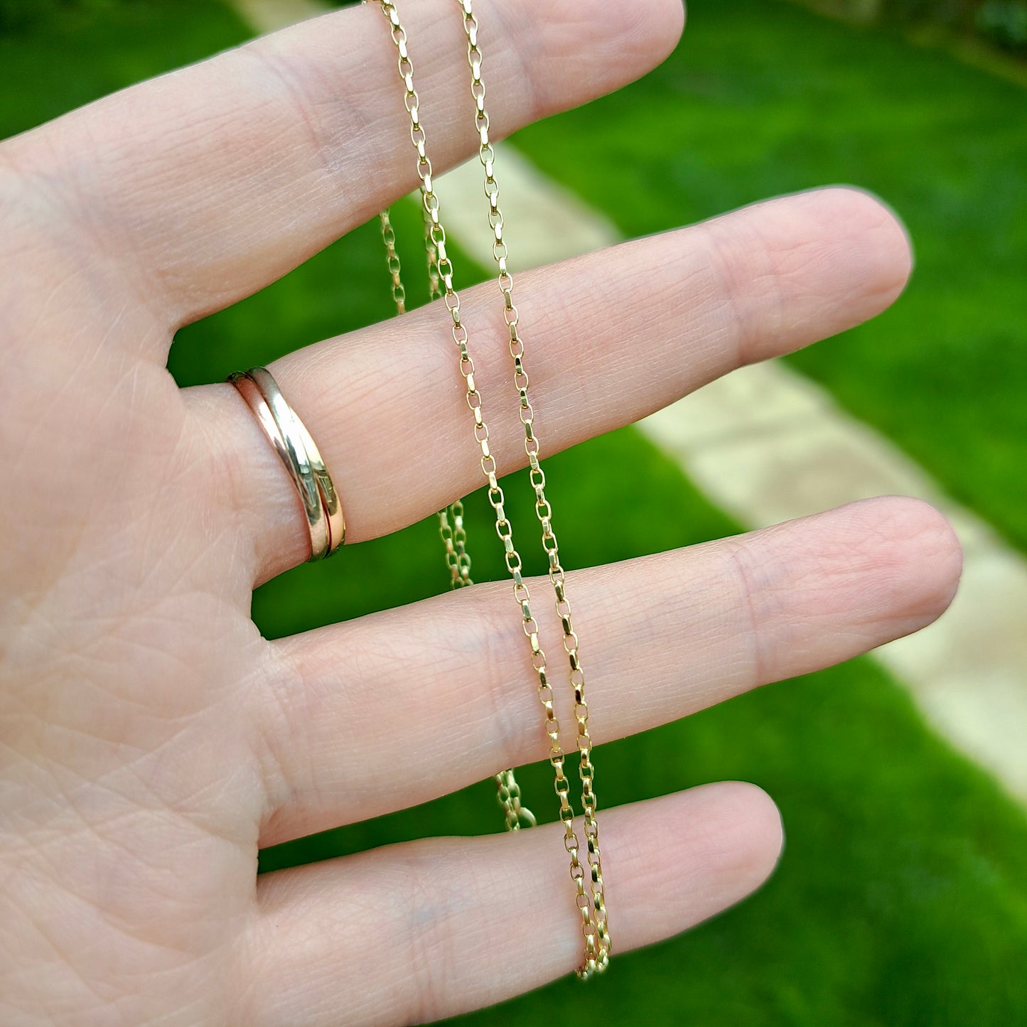 solid 9ct yellow gold belcher chain necklace