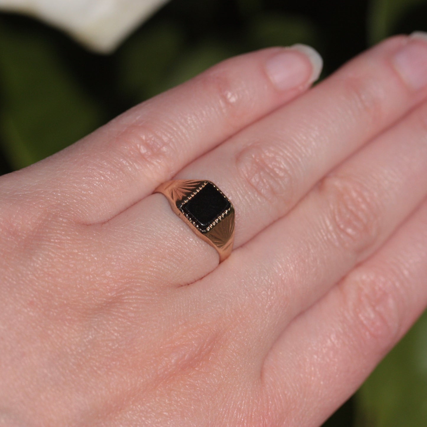 Vintage 9ct Gold and Onyx Signet Ring, 1985