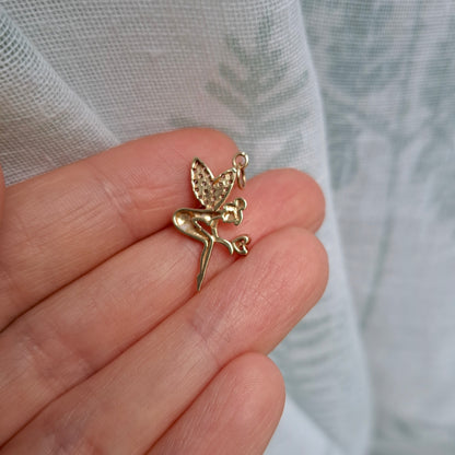 Pre-owned 9ct Gold Cubic Zirconia Fairy Pendant