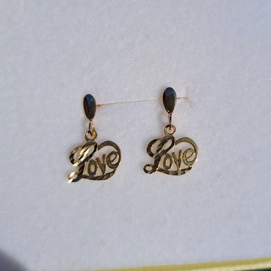 Vintage 9ct Gold "LOVE" Earrings