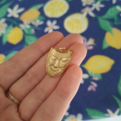 Vintage 9ct Gold Theatre Mask Pendant