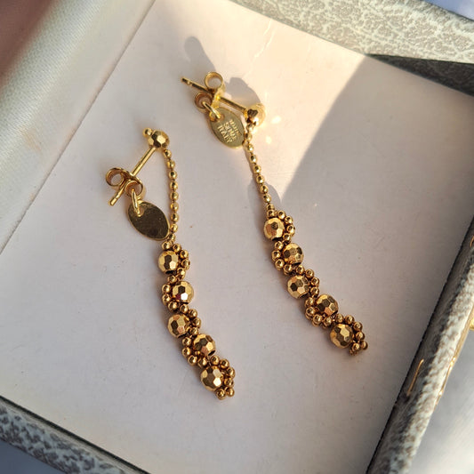 Pre-owned 9ct gold Beaded Dangle Earrings, Silmar Italy