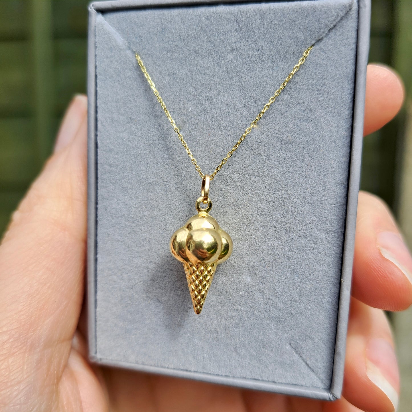 9ct Gold Puffy Ice Cream Cone Charm