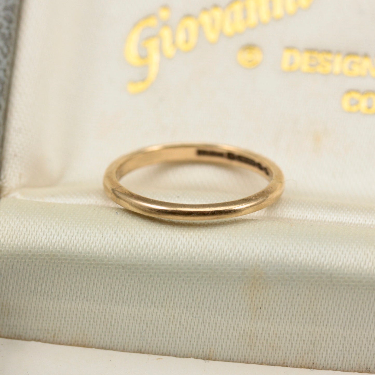 Vintage 9ct Gold Skinny Band Ring, 1950