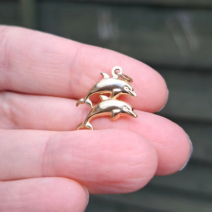 9ct Gold Double Dolphin Charm / Pendant