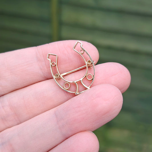 9ct Yellow Gold Horseshoe Brooch