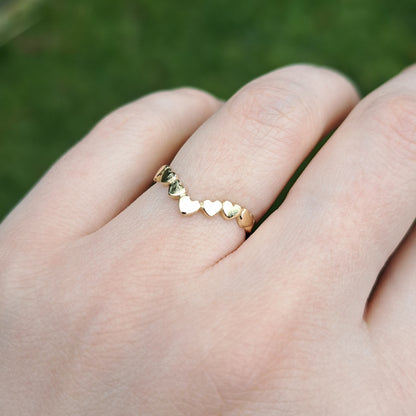 Late Vintage 9ct Gold Hearts Wishbone Ring, 1999
