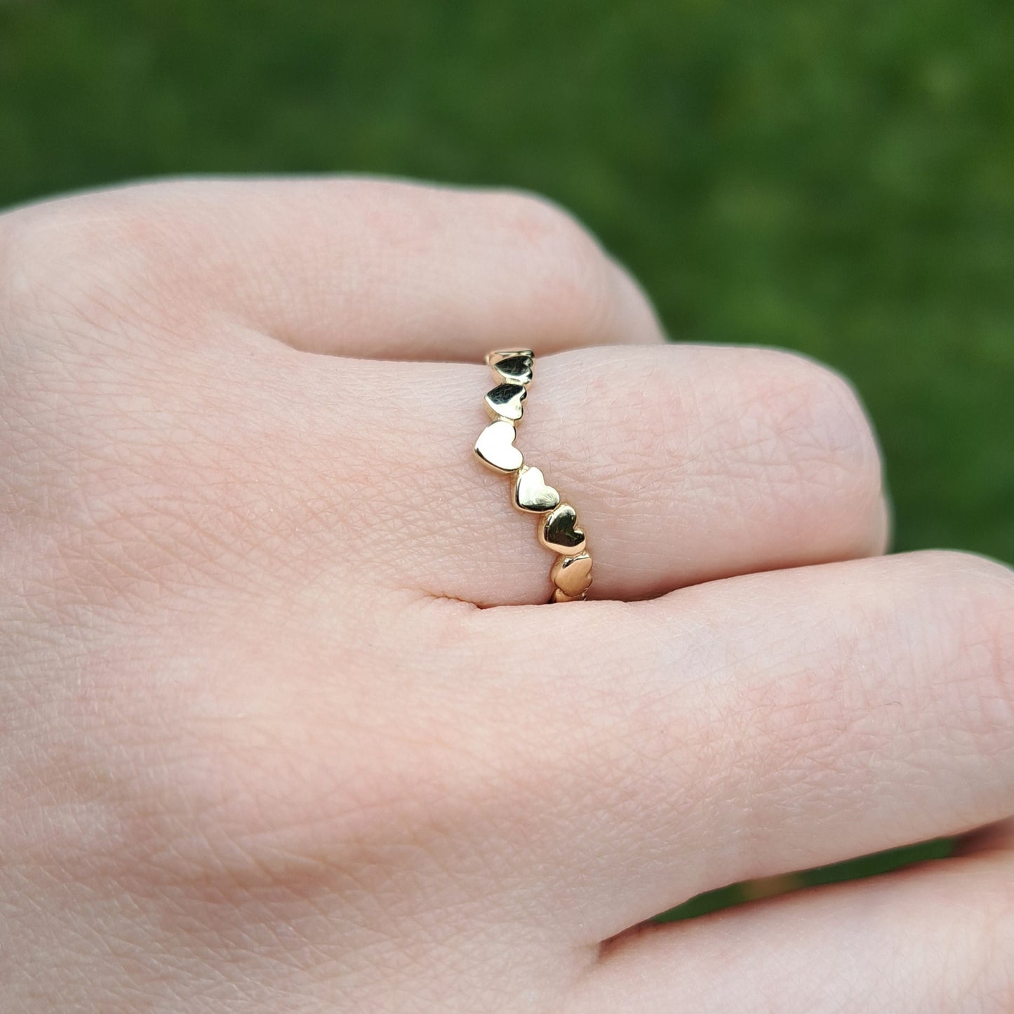 Late Vintage 9ct Gold Hearts Wishbone Ring, 1999