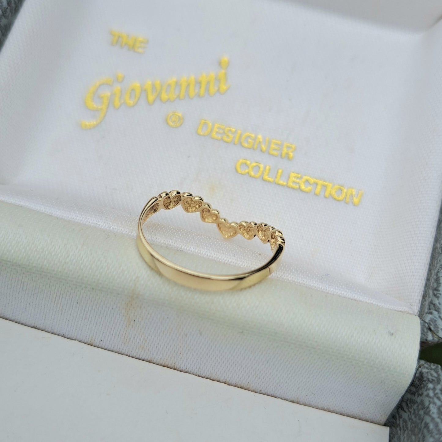Late Vintage 9ct Gold Hearts Wishbone Ring, 1999