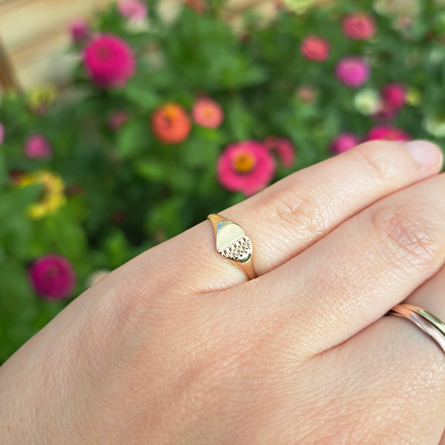 Vintage 9ct Gold Heart Signet Ring, 1983