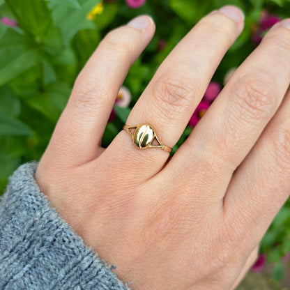 Vintage Solid 9ct Yellow Gold Coffee Bean Ring, 1987
