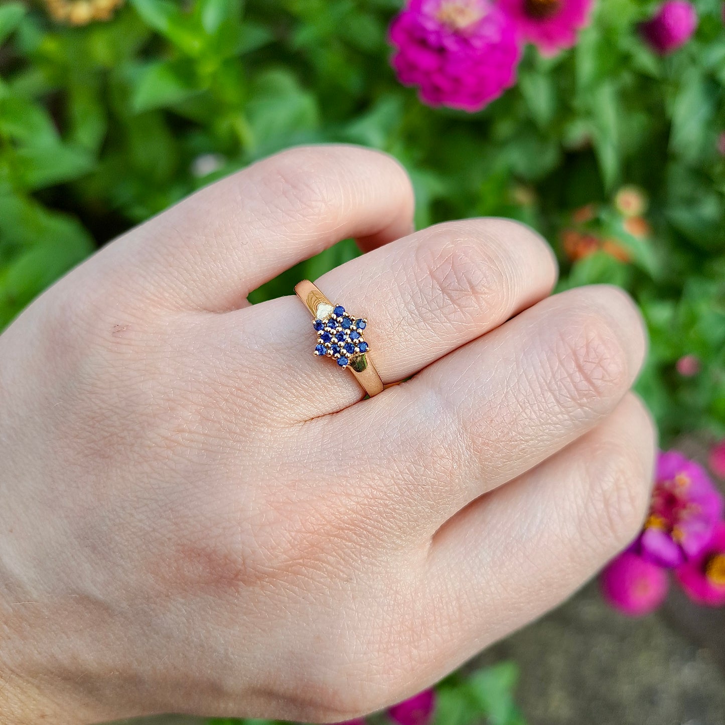 Vintage 9ct Yellow Gold Sapphire Star Shaped Cluster Ring, 2005