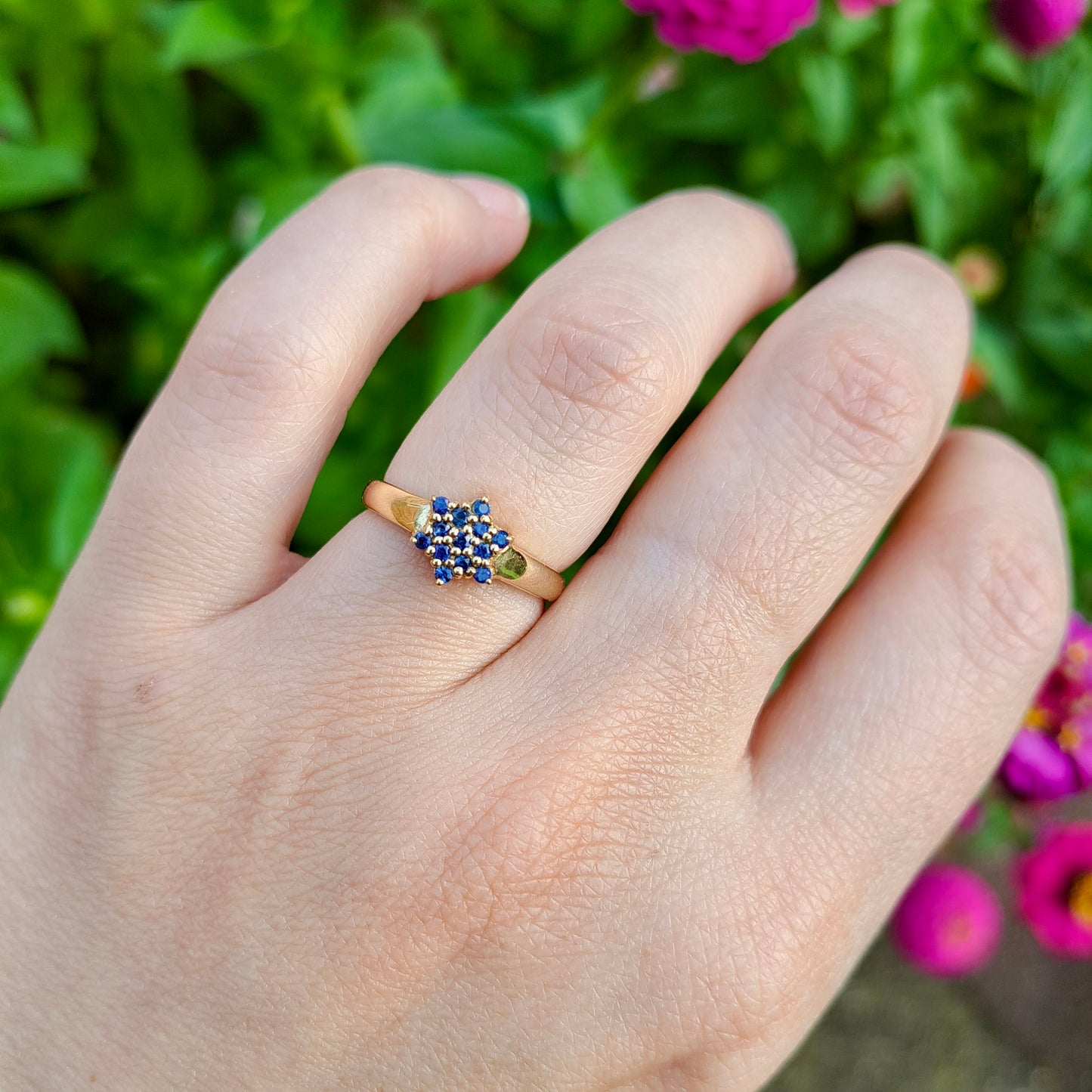 Vintage 9ct Yellow Gold Sapphire Star Shaped Cluster Ring, 2005
