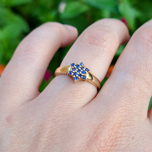 Vintage 9ct Yellow Gold Sapphire Star Shaped Cluster Ring, 2005