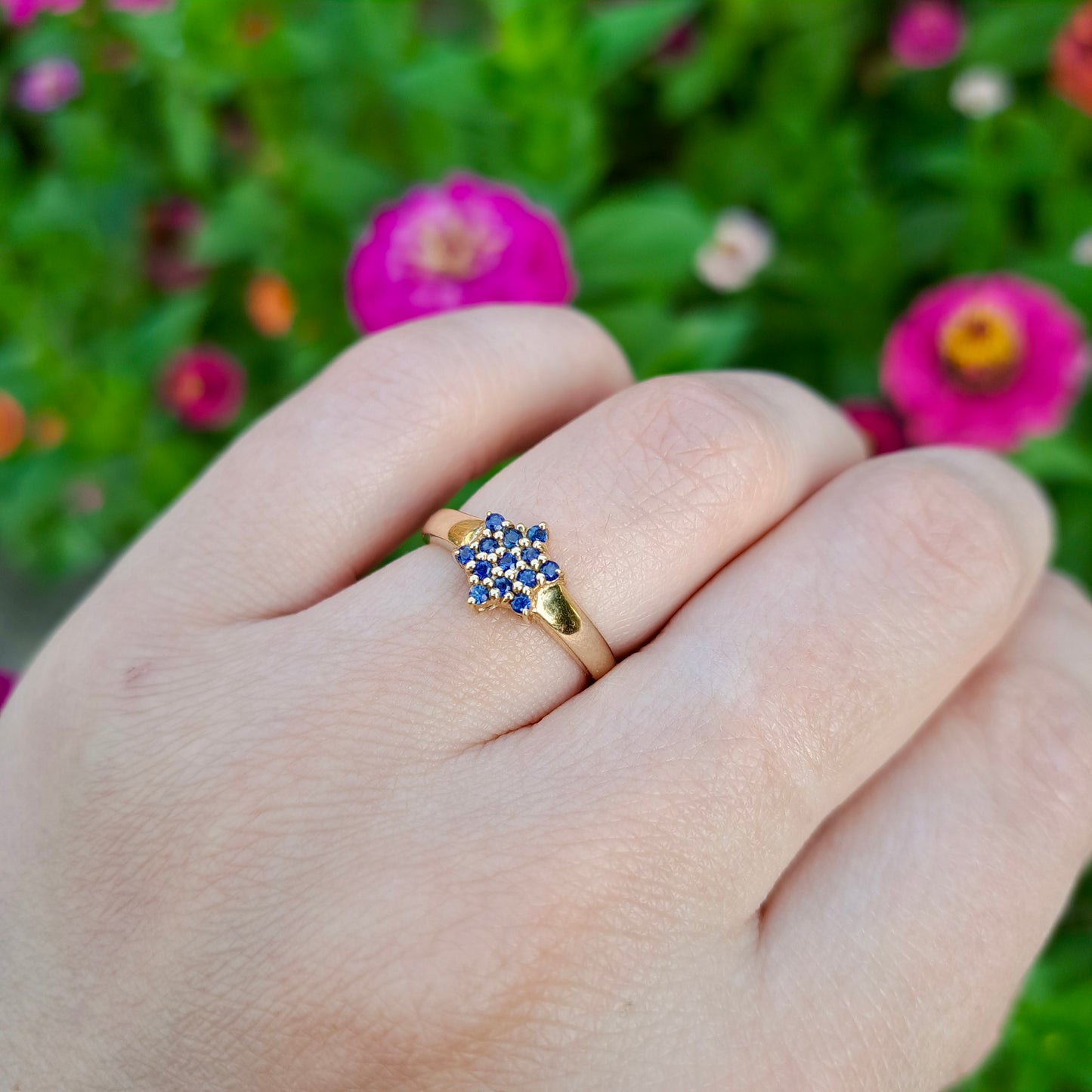 Vintage 9ct Yellow Gold Sapphire Star Shaped Cluster Ring, 2005