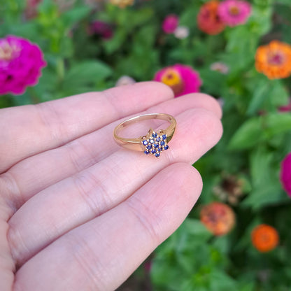 Vintage 9ct Yellow Gold Sapphire Star Shaped Cluster Ring, 2005