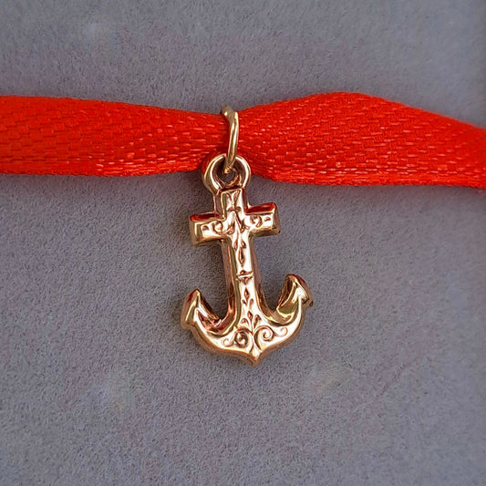 Vintage 9ct Gold Engraved Anchor Charm