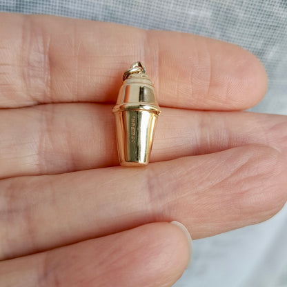 Vintage 9ct Gold Cocktail Shaker Charm, 1974