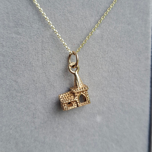 Vintage 9ct Gold Mini Church Charm