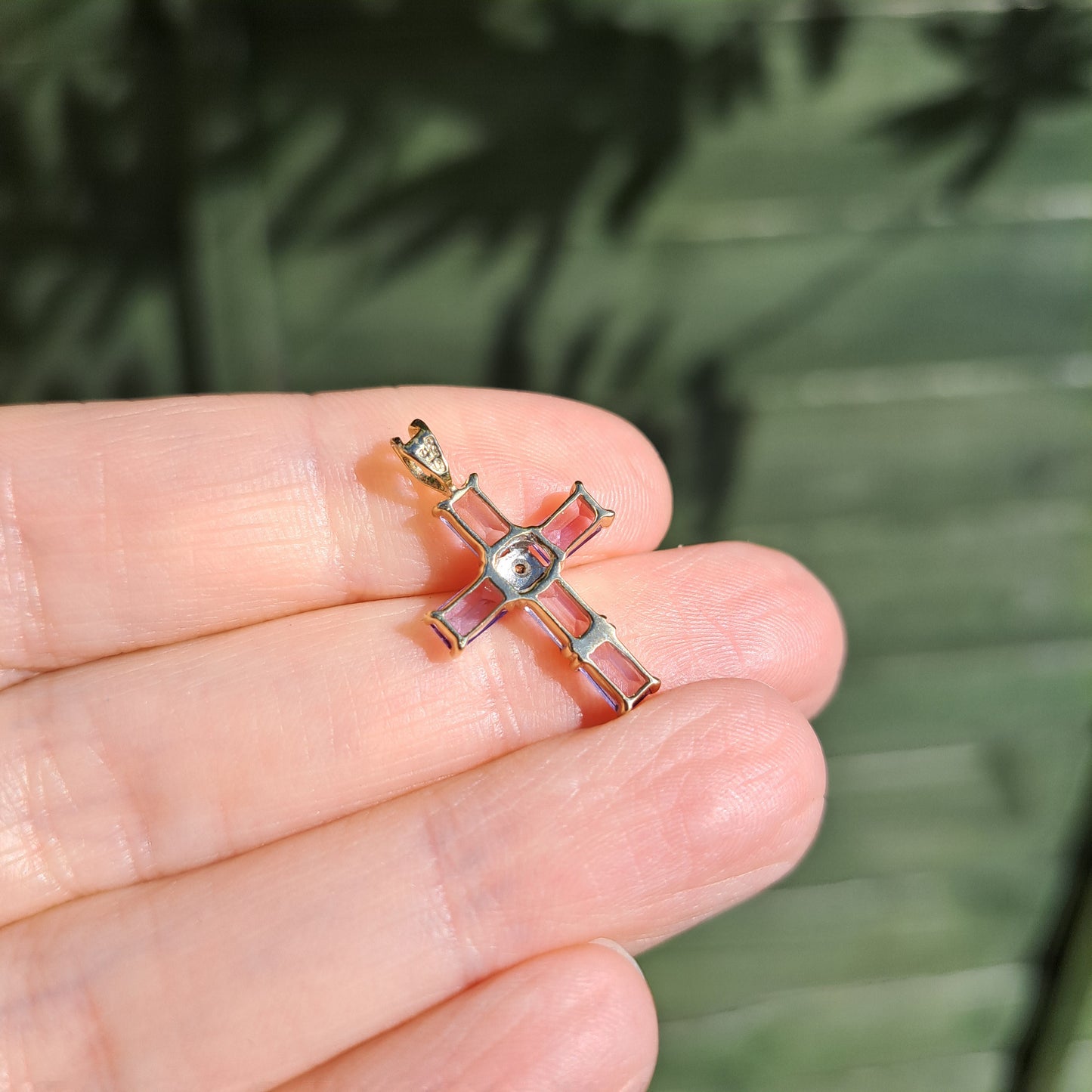 Pre-owned 9ct Gold Amethyst and Diamond Cross Pendant