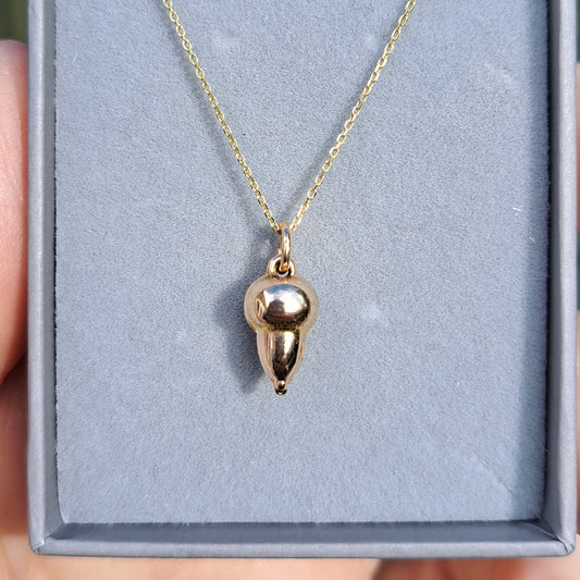 Vintage 9ct Gold Mini Acorn Charm, 1978