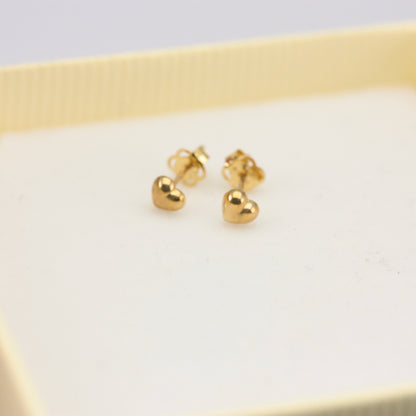 9ct Yellow Gold Mini Heart Stud Earrings