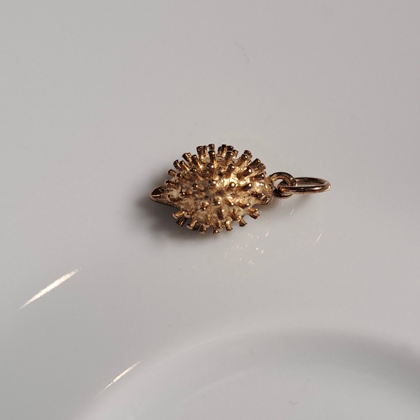 Tiny Vintage 9ct Gold Hedgehog Charm, 1970s