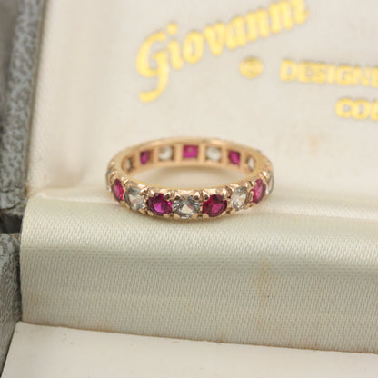 Vintage Red and White Created Spinel Eternity Ring, 1970s