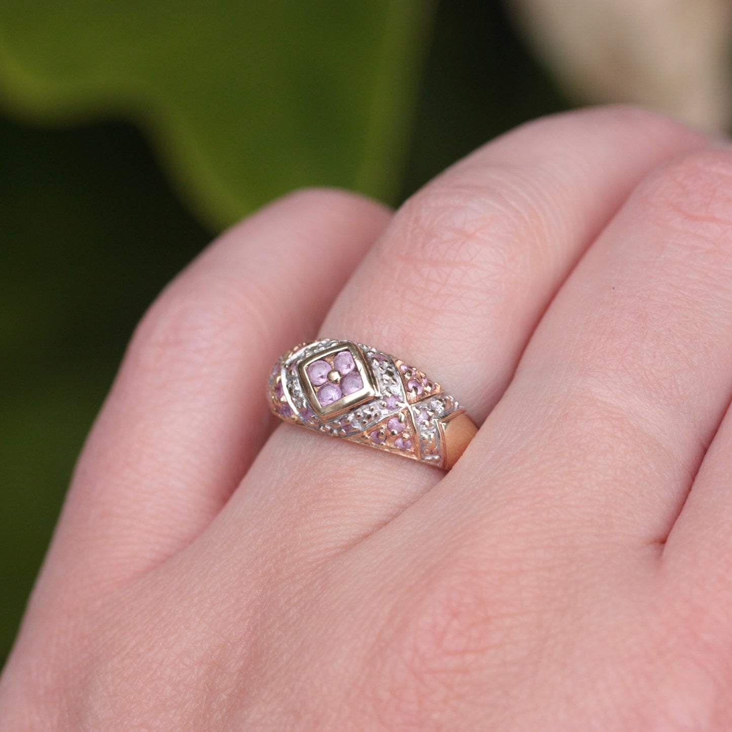 Vintage 9ct Gold Pale Pink Sapphire Domed Ring, 1994