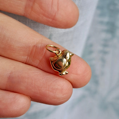 Small Vintage 9ct Gold Puffy Chick Charm