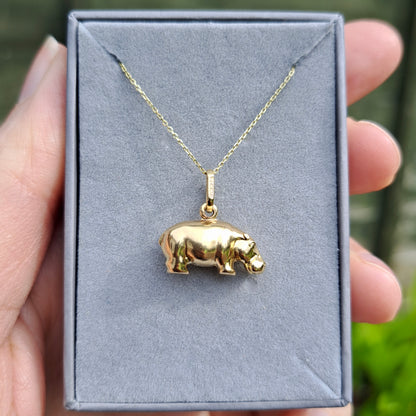 Vintage 9ct Gold Puffy Hippo Charm, 1994