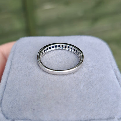 Pre-owned Solid 9ct White Gold Sapphire Half Eternity Ring