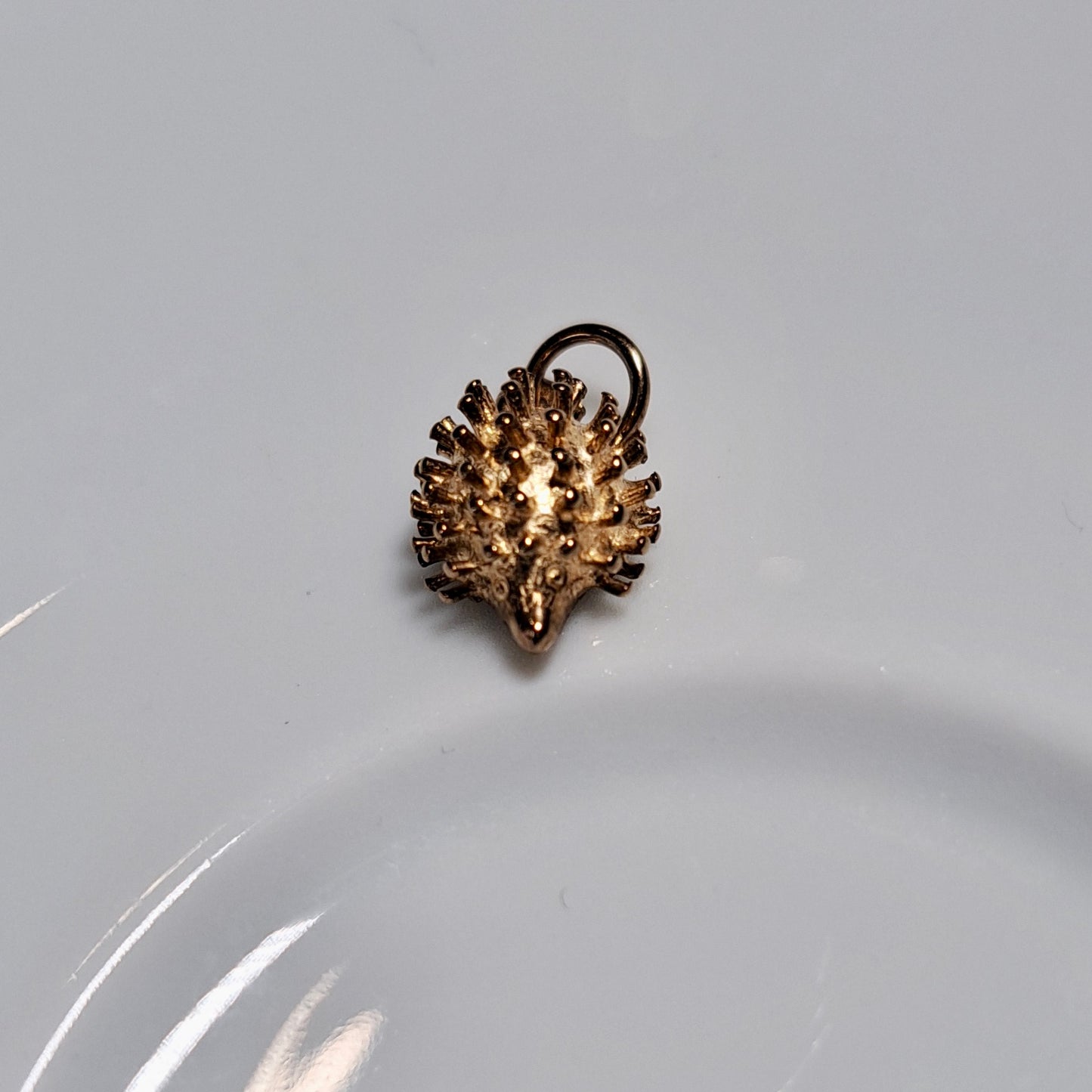 Tiny Vintage 9ct Gold Hedgehog Charm, 1970s