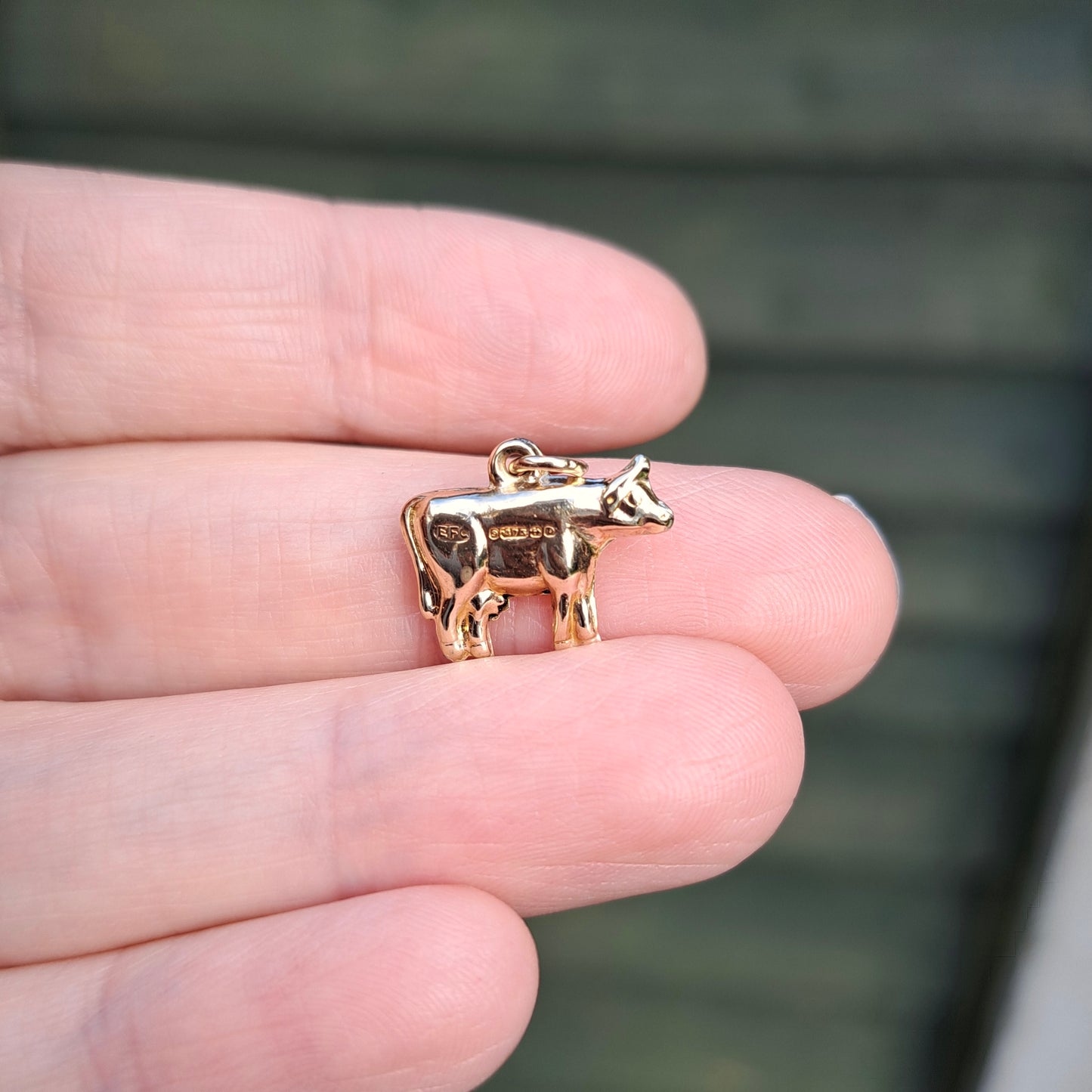 Vintage 9ct Gold Cow Charm, 1978