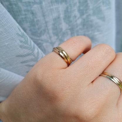 Pre-owned 9ct Tri Colour Gold Russian Wedding Ring, Size K