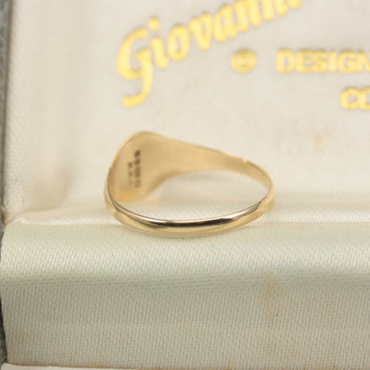 Vintage 9ct Gold Oval Half Engraved Signet Ring, 1978