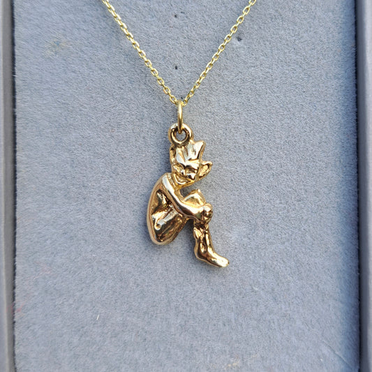 Vintage 9ct Gold Double Sided Cornish Pixie Charm, 1990