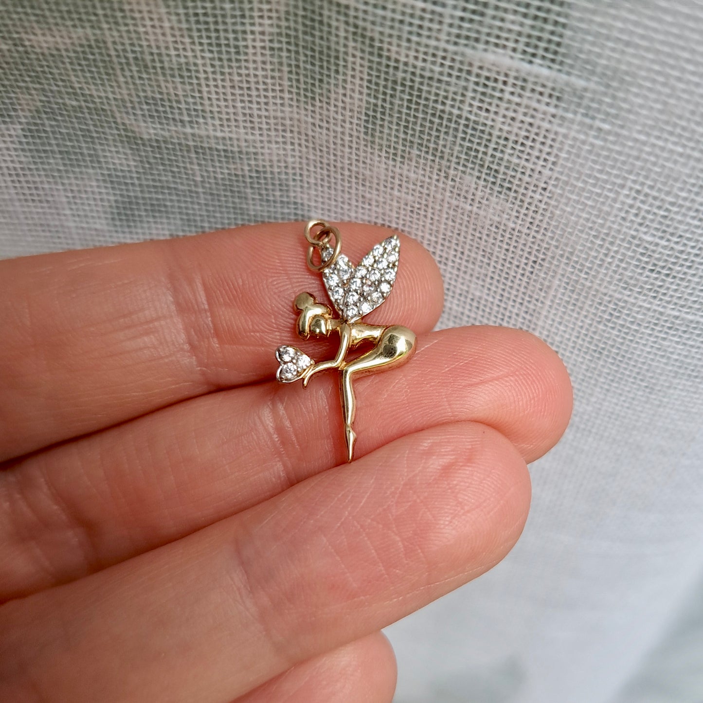 Pre-owned 9ct Gold Cubic Zirconia Fairy Pendant