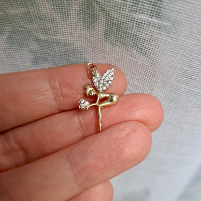 Pre-owned 9ct Gold Cubic Zirconia Fairy Pendant