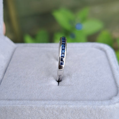 Pre-owned Solid 9ct White Gold Sapphire Half Eternity Ring