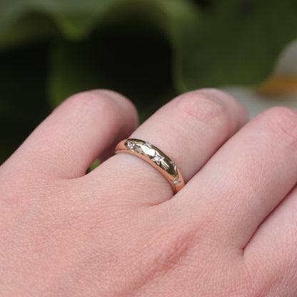 Pre-owned 9ct Gold Star Set Diamond Domed Ring