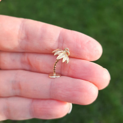Vintage 9ct Gold Palm Tree Charm, 1979