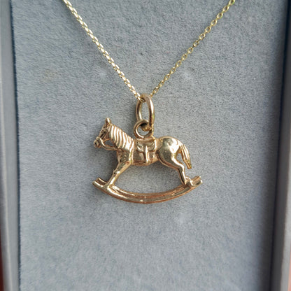 Solid 9ct Yellow Gold Rocking Horse Charm