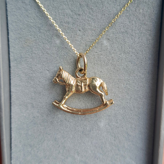 Solid 9ct Yellow Gold Rocking Horse Charm