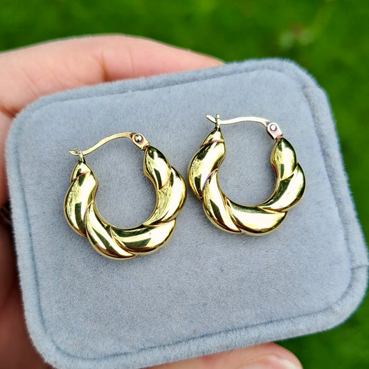 Pre-owned 9ct Gold Twisted Creole Hoop Earrings, Unoaerre